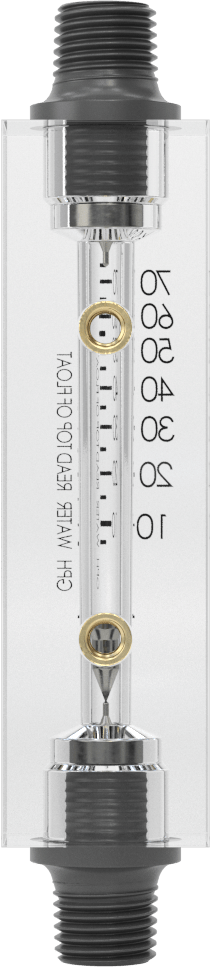Akrilik Plastik Gövdeli Akış Ölçer, Dikdörtgen, PVC Bağlantı Parçası, 1/4 NPT Erkek, 7.5-75 gph