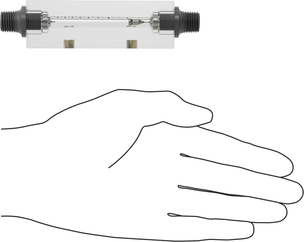 Akrilik Plastik Gövdeli Akış Ölçer, Dikdörtgen, PVC Bağlantı Parçası, 1/4 NPT Erkek, 7.5-75 gph