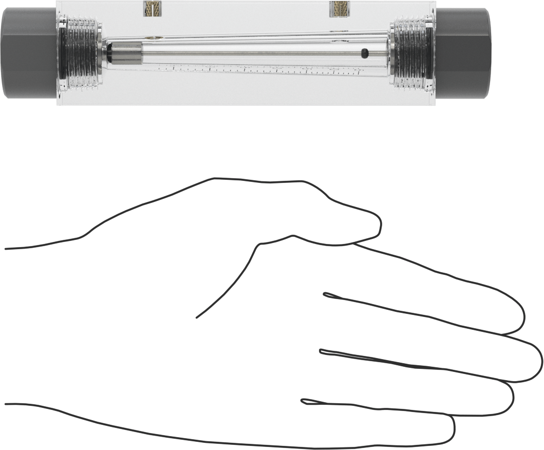 Akrilik Plastik Gövdeli Akış Ölçer, Dikdörtgen, PVC Bağlantı Parçası, 1/2NPT, 0.35-3.6 gpm