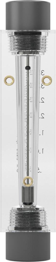 Akrilik Plastik Gövdeli Akış Ölçer, Dikdörtgen, PVC Bağlantı Parçası, 1/2NPT, 0.35-3.6 gpm