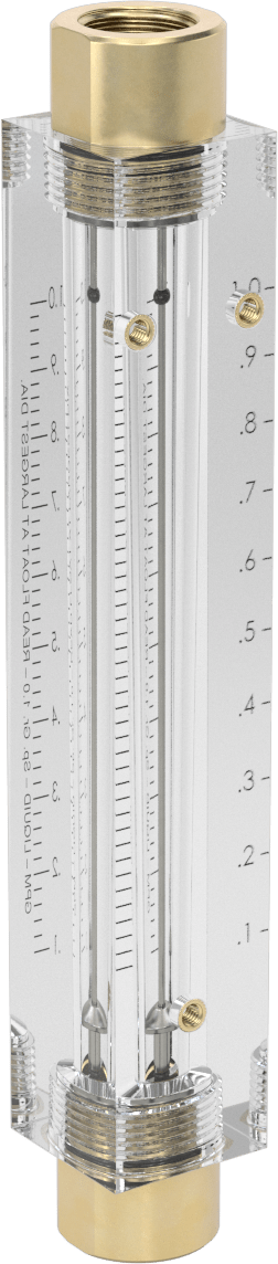 Akrilik Plastik Gövdeli Akış Ölçer, Dikdörtgen, Pirinç Bağlantı Parçası, 1/2NPT, 0.1-1 gpm