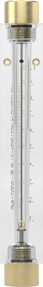 Akrilik Plastik Gövdeli Akış Ölçer, Dikdörtgen, Pirinç Bağlantı Parçası, 1/2NPT, 0.1-1 gpm