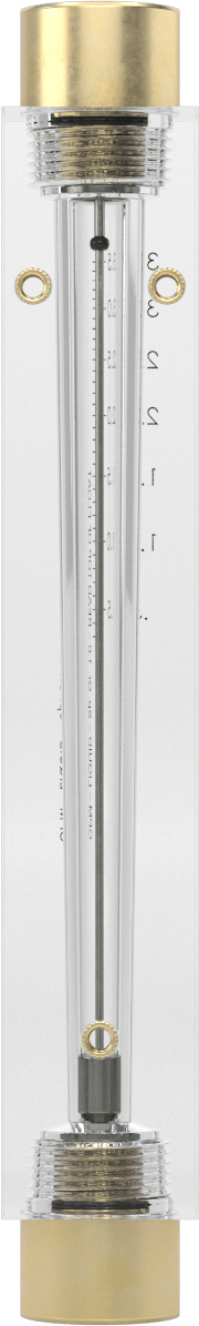 Akrilik Plastik Gövdeli Akış Ölçer, Pirinç Bağlantı Parçası, 1/2 NPT, 6,5" Yükseklik, 0.35-3.6 gpm