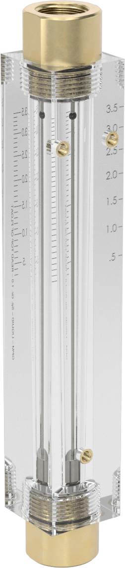 Akrilik Plastik Gövdeli Akış Ölçer, Pirinç Bağlantı Parçası, 1/2 NPT, 6,5" Yükseklik, 0.35-3.6 gpm