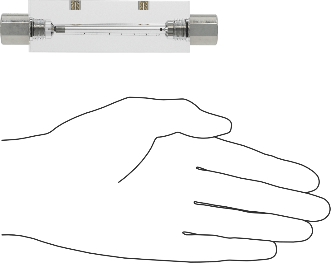 Akrilik Plastik Gövdeli Akış Ölçer, Dikdörtgen, 316 Paslanmaz Çelik Bağlantı Elemanı, 1/4 NPT Dişi, 0.7-7 gph