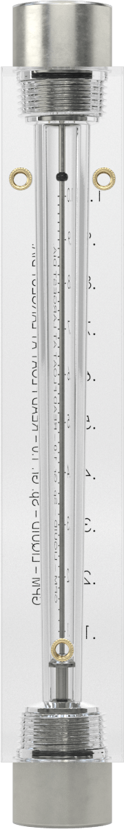Akrilik Plastik Gövdeli Akış Ölçer, Dikdörtgen, Paslanmaz Çelik Bağlantı Parçası, 1/2 NPT, 9,25" Yükseklik, 0.1-1 gpm