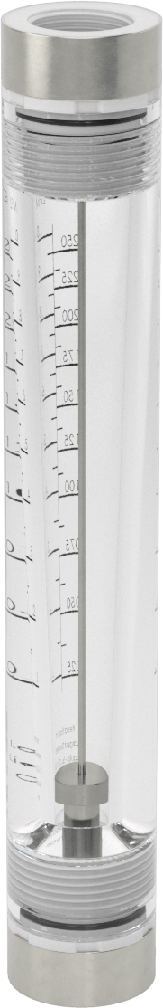 Akrilik Plastik Gövdeli Akış Ölçer, Silindir, Polipropilen Bağlantı Parçası, 1/2 NPT, 0.025-0.25 gpm