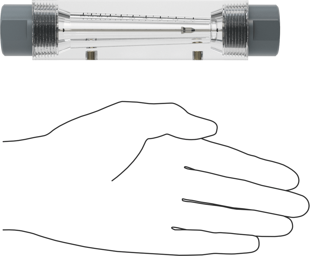 Akrilik Plastik Gövdeli Akış Ölçer, Dikdörtgen, PVC Bağlantı Parçası, 1/2 NPT, 6-1/2" Yüksekliğinde, 0.1-1 gpm
