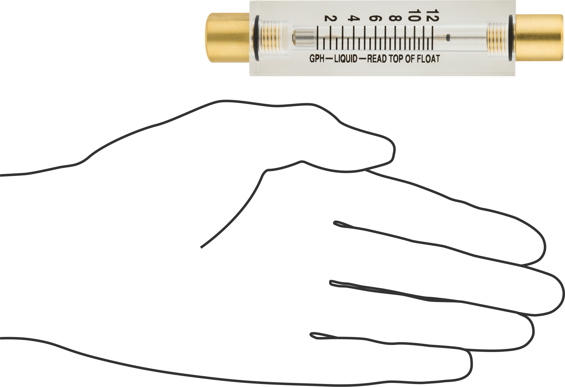 Akrilik Plastik Gövdeli Akış Ölçer, Dikdörtgen, Pirinç Bağlantı Parçası, 1/4 NPT Dişi, 1-12 gph