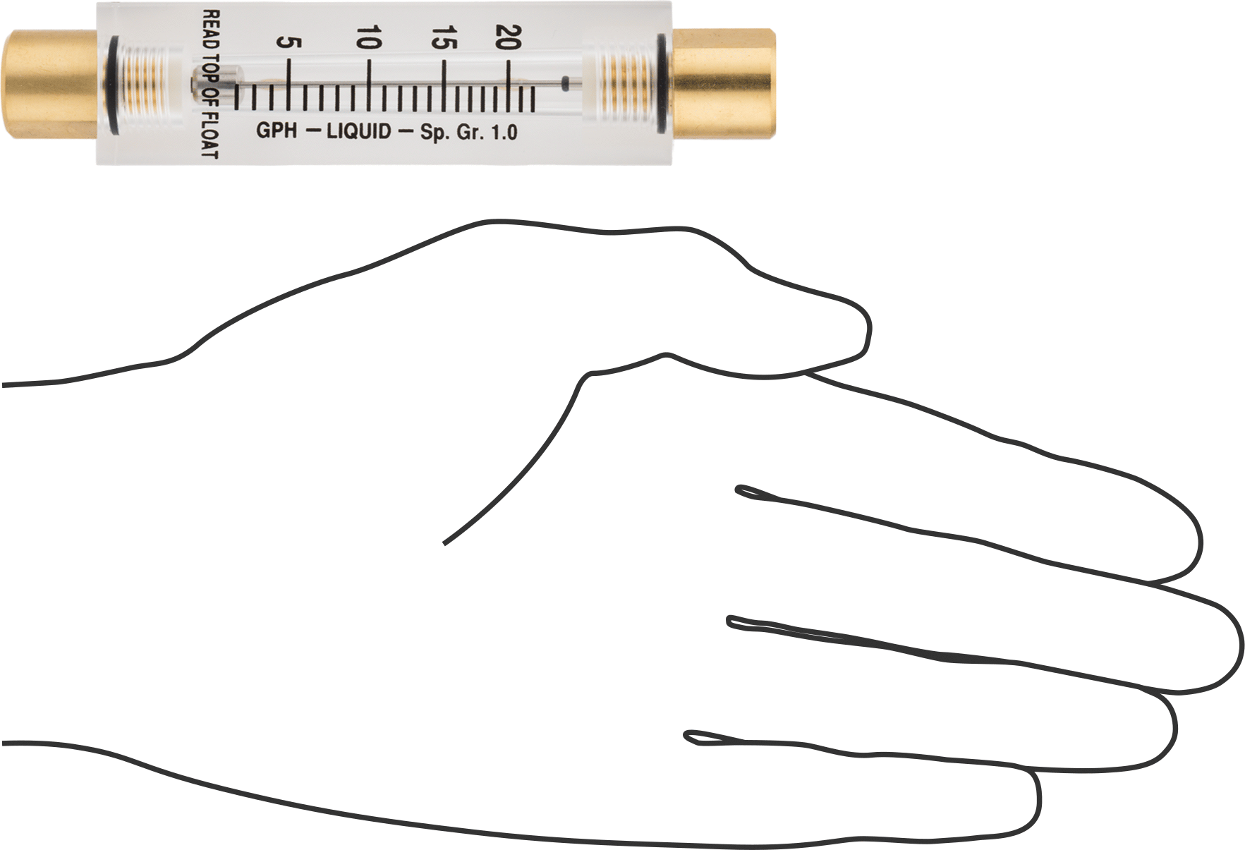 Akrilik Plastik Gövdeli Akış Ölçer, Dikdörtgen, Pirinç Bağlantı Parçası, 1/4 NPT Dişi, 2.2-22 gph