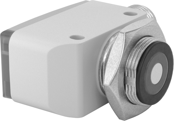 4 Kutuplu Mikro M12 Konektörli Ultrasonik Anahtar, 90 Derece Dirsek, PNP Çıkışı, 40-300 mm Mesafe