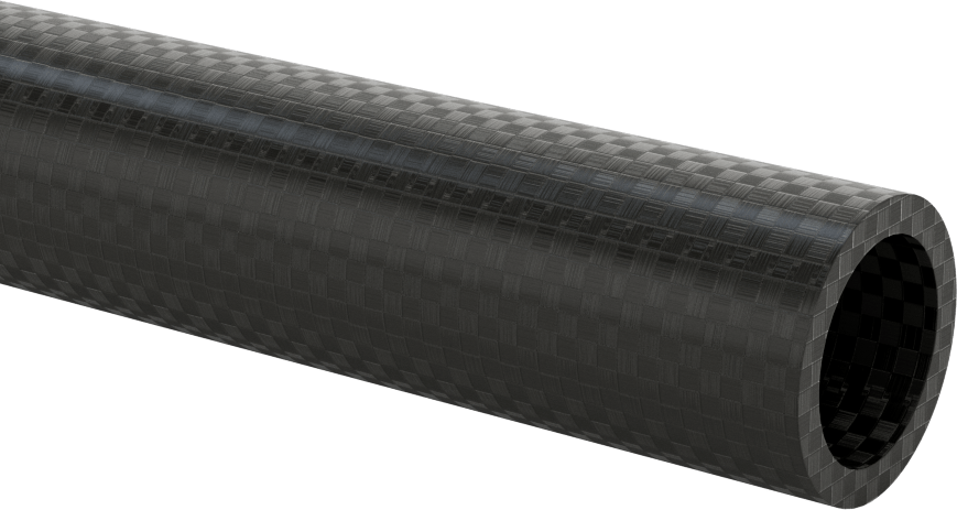 Sert Hafif Karbon Fiber Yuvarlak Boru, Yüksek Mukavemetli, 1/8" Duvar Kalınlığı, 1" OD, 6 ' Uzunluk