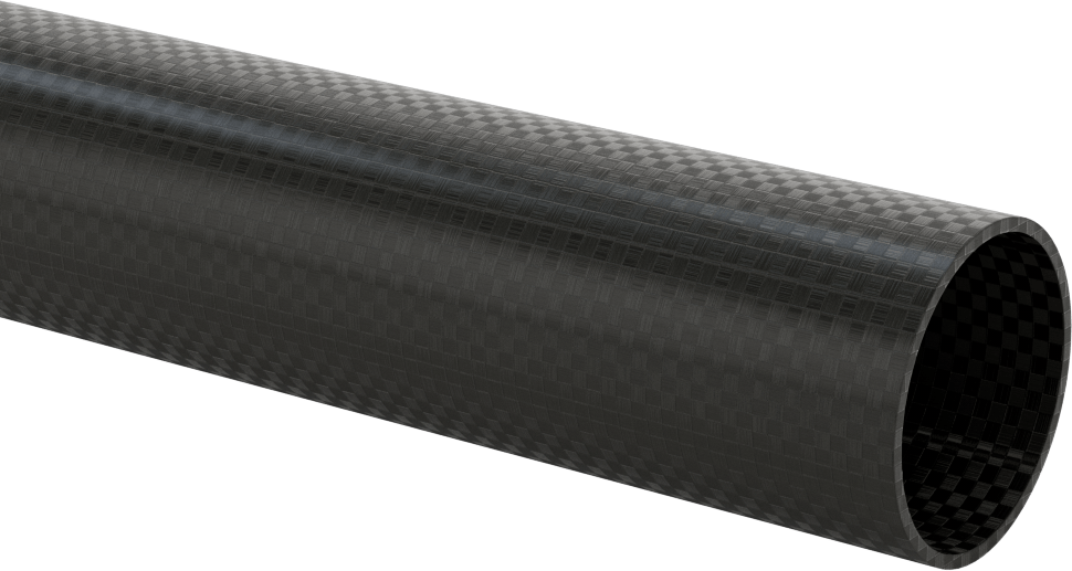 Sert Hafif Karbon Fiber Yuvarlak Boru, Yüksek Mukavemetli, 1/16" Duvar Kalınlığı, 1-1/2" OD, 6 ' Uzunluk