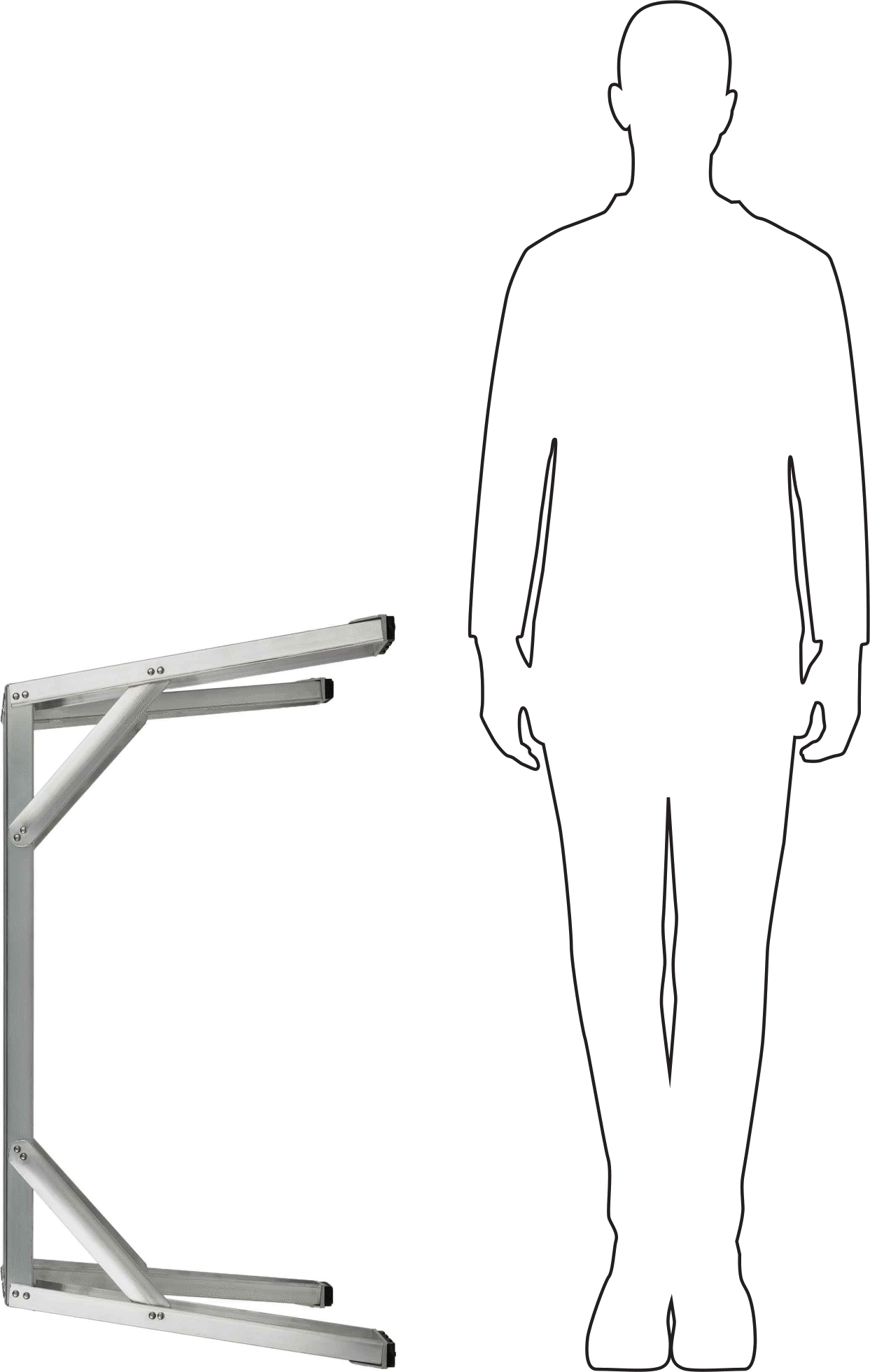 Alüminyum Basamaklı Tabure, 1 Yivli Basamak ile, 20“ Yüksek x 37” Geniş x 23" Derin Toplam