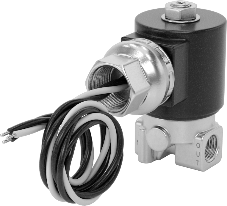 Pirinç Gövdeli Kompakt Solenoid Açma/Kapama Vanası, Tel Bağlantıları, Kapalı, 24V DC, 1/4 NPT Dişi