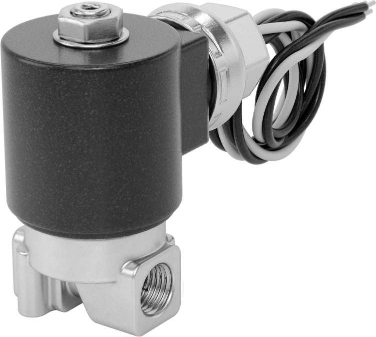 Pirinç Gövdeli Kompakt Solenoid Açma/Kapama Vanası, Tel Bağlantıları, Kapalı, 24V DC, 1/4 NPT Dişi