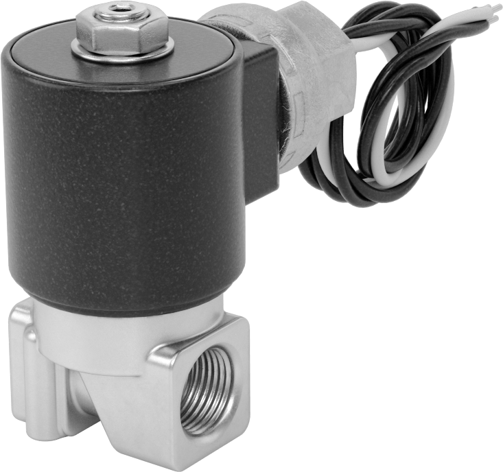 Pirinç Gövdeli Kompakt Solenoid Açma/Kapama Vanası, Tel Bağlantıları, Kapalı, 24V DC, 3/8 NPT Dişi