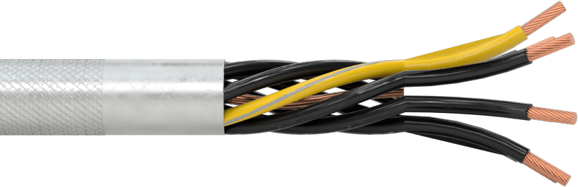 Sürekli Esnek Kablo, Koruyuculu Yağa Dayanıklı, 1000V AC, 16 AWG, 7 Tel