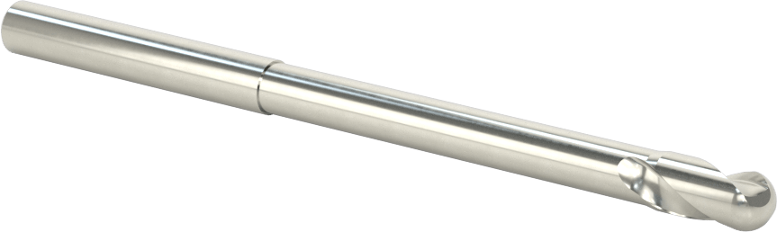 Kalıp Yapımı için Karbür Top Uçlu Freze, Uzun Uçlu, 2 Yiv, 1/4" Freze Çapı