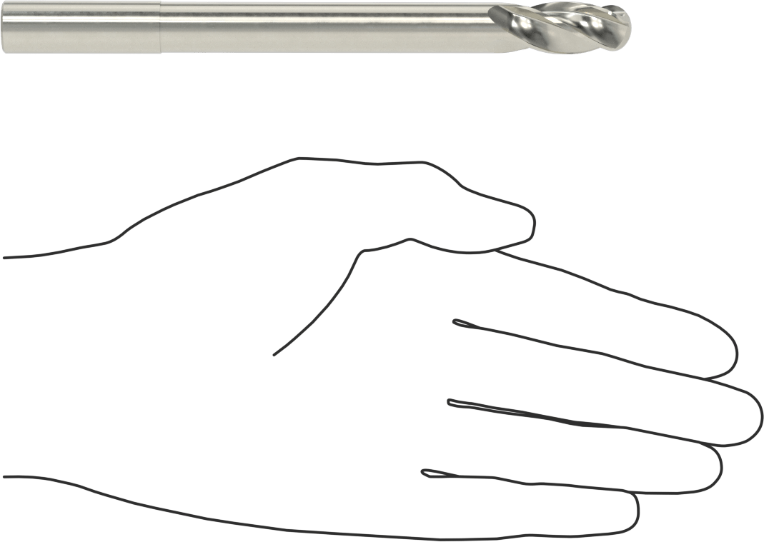 Kalıp Yapımı için Karbür Top Uçlu Freze, Uzun Uçlu, 4 Kanallı, 1/2" Freze Çapı