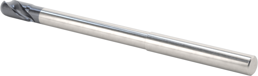 Kalıp Yapımı için Karbür Top Uçlu Freze, Uzun Uçlu, AlTiN Kaplamalı, 2 Yiv, 1/4" Freze Çapı