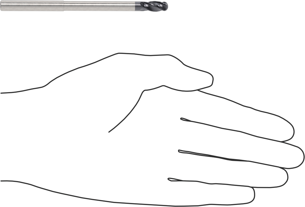 Kalıp Yapımı için Karbür Top Uçlu Freze, Uzun Uçlu, AlTiN Kaplamalı, 4 Kanallı, 1/4" Freze Çapı