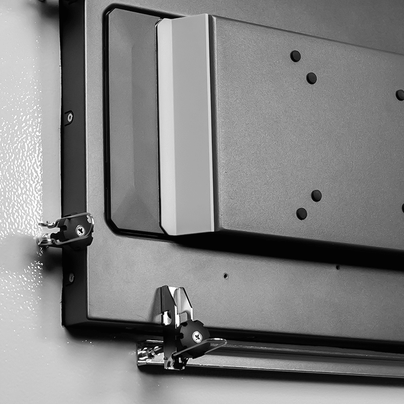 Shown Installed With Included Panel Mounting Clamps