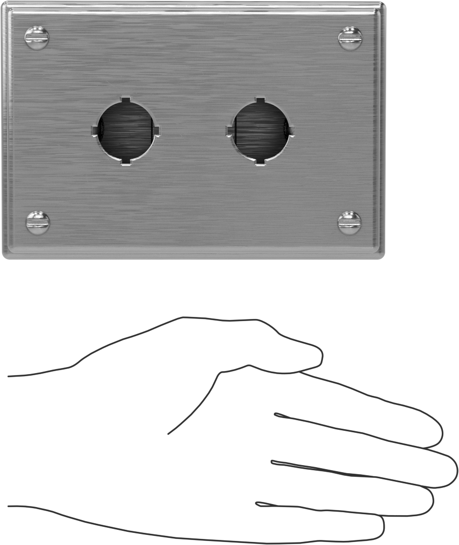 316L Paslanmaz Çelik Sıhhi Basmalı Düğme Muhafazası, Yükseltilmiş Mesafe Montajı, 22 mm düğme için, 2 Holes