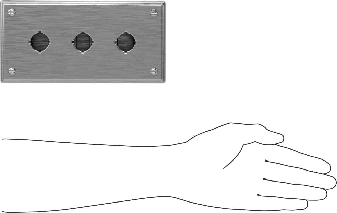 316L Paslanmaz Çelik Sıhhi Basmalı Düğme Muhafazası, Yükseltilmiş Mesafe Montajı, 22 mm düğme için, 3 Holes
