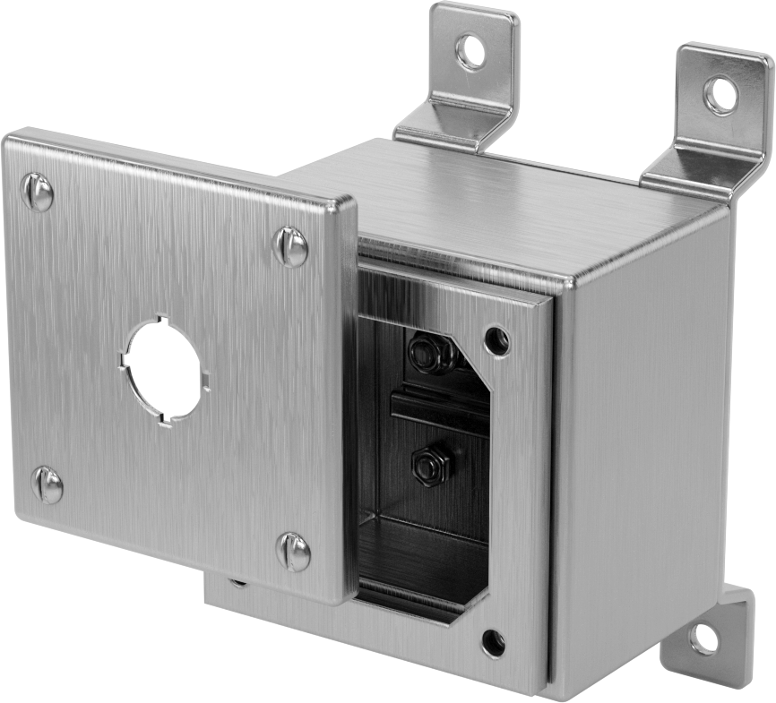 316L Paslanmaz Çelik Sıhhi Basmalı Düğme Muhafazası, Yükseltilmiş Braket Montajı, 22 mm düğme için, 1 Hole