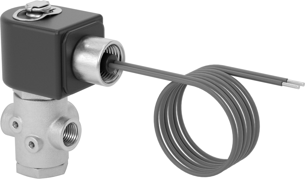 Pirinç Gövde Solenoid Açma/Kapama Vanası, Kompakt, Yan Egzoz Deliği, 1/4 NPT Dişi, 50 Maksimum PSI