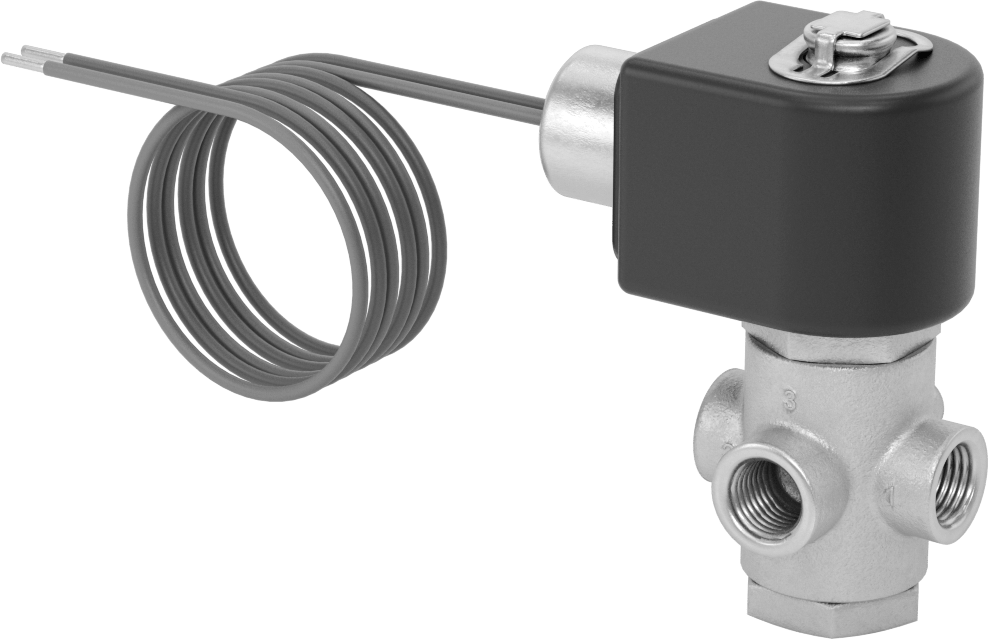 Pirinç Gövde Solenoid Açma/Kapama Vanası, Kompakt, Yan Egzoz Deliği, 1/4 NPT Dişi, 0,09 Cv