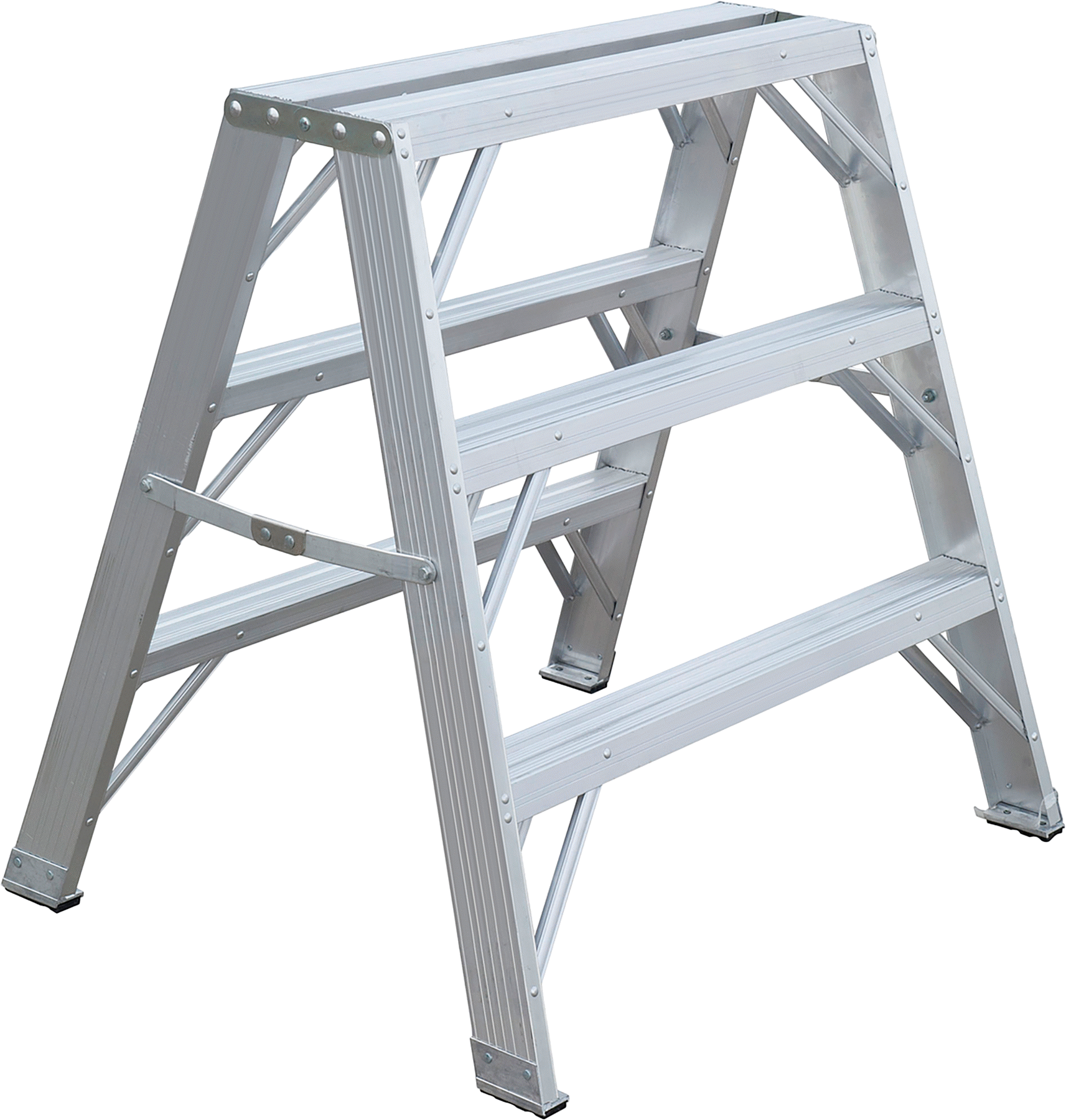 Alüminyum Katlanabilir Basamaklı Tabure, 3 Basamak ile, 36“ Yükseklik x 34” Genişlik x 29" Toplam Derinlik