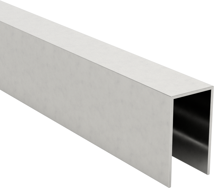 İtmeli Kenar Çıtası, Paslanmaz Çelik, 1/4" İç Genişlik, 1/2" Dış Yükseklik, 3 Fit Uzunluk