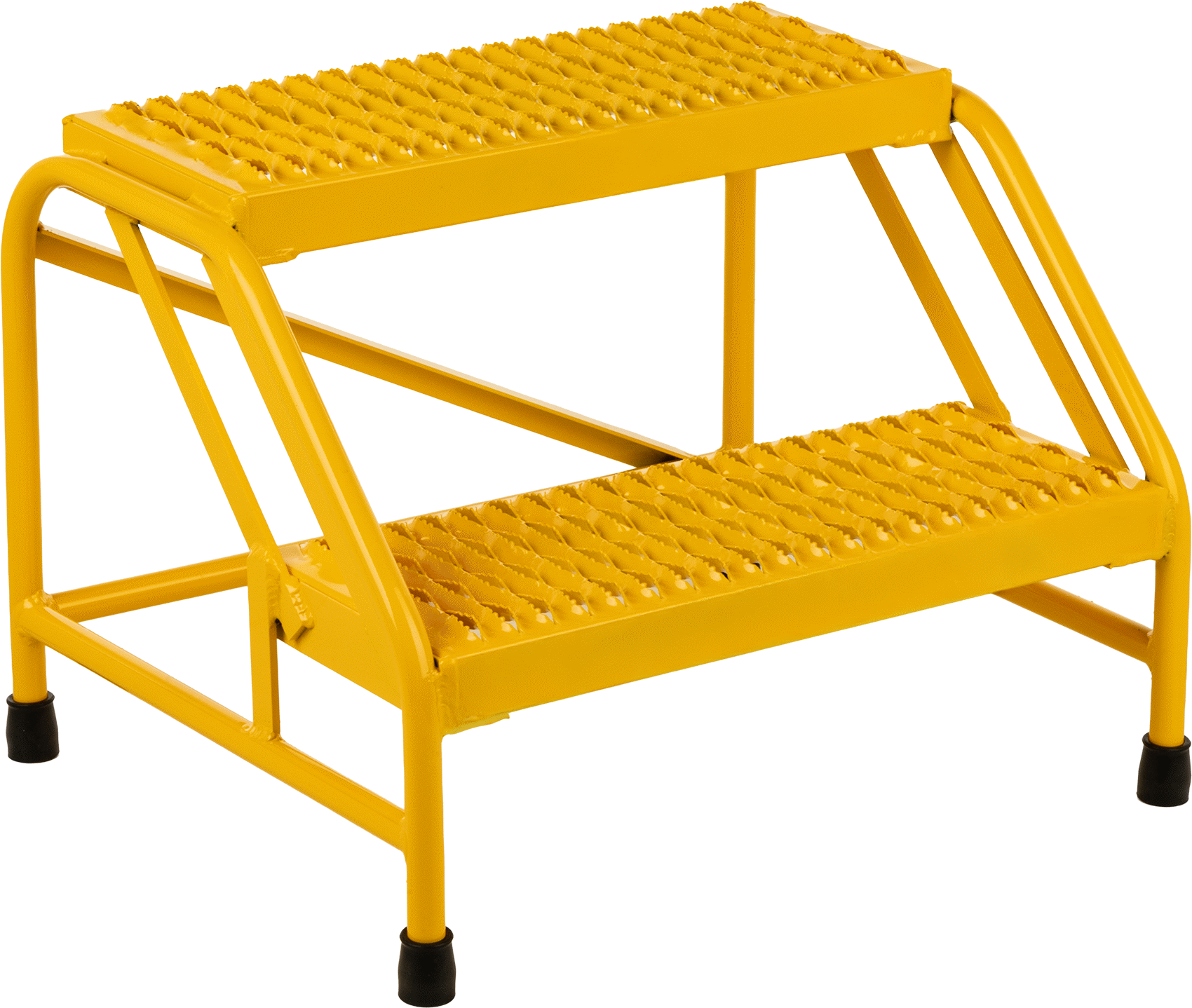 Toz Boyalı Basamaklı Tabure, Alüminyum, 2 Tırtıklı Basamak, 20“ Yükseklik x 27” Genişlik x 22,5" Derinlik Toplam