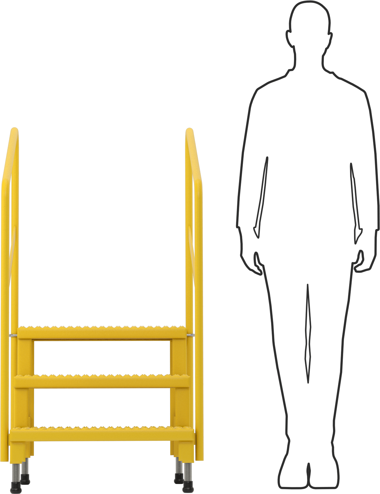 Yüksekliği Ayarlanabilir Çalışma Platformu, 3 Basamak ve Korkuluk, 49,75-53“ Yükseklik x 26” Genişlik x 34" Derinlik Toplam