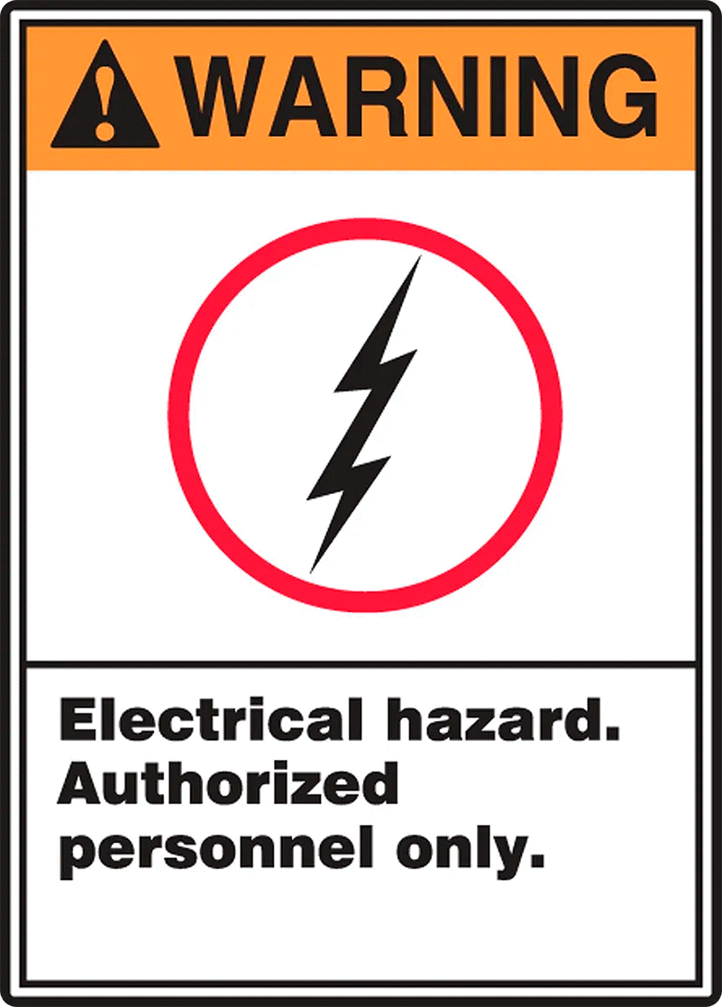 Resimli Elektrik Tehlikesi Etiketleri, (Uyarı-Elektrik Tehlikesi...) 5“ Yükseklik x 3-1/2” Genişlik