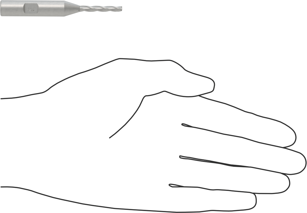 Kaplamasız Kobalt Çelik Konik Kare Uçlu Freze, 1/2 Derece Konik/Yan, 1/8" Freze Çapı, 3-1/8" Toplam Uzunluk