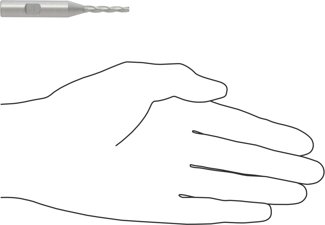 Kaplamasız Kobalt Çelik Konik Kare Uçlu Freze, 1 Derece Konik/Yan, 1/8" Freze Çapı, 1" Kesme Uzunluğu