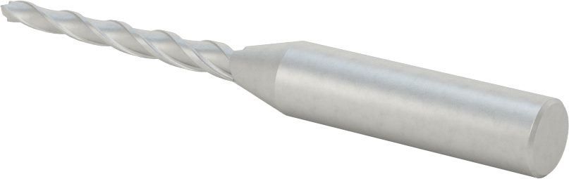 Kaplamasız Kobalt Çelik Konik Kare Uçlu Freze, 1 Derece Konik/Yan, 1/8" Freze Çapı, 3-1/4" Toplam Uzunluk