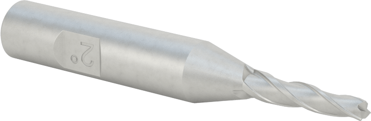 Kaplamasız Kobalt Çelik Konik Kare Uçlu Freze, 2 Derece Konik/Yan, 1/8" Freze Çapı, 2-1/2" Toplam Uzunluk