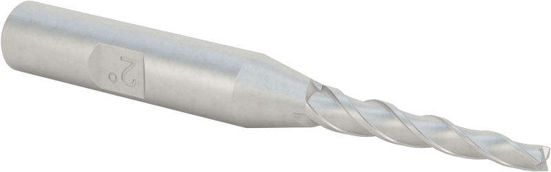 Kaplamasız Kobalt Çelik Konik Kare Uçlu Freze, 2 Derece Konik/Yan, 1/8" Freze Çapı, 3-1/8" Toplam Uzunluk