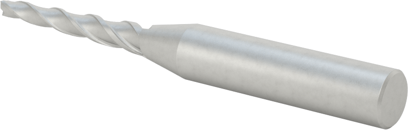 Kaplamasız Kobalt Çelik Konik Kare Uçlu Freze, 2 Derece Konik/Yan, 1/8" Freze Çapı, 3-1/8" Toplam Uzunluk