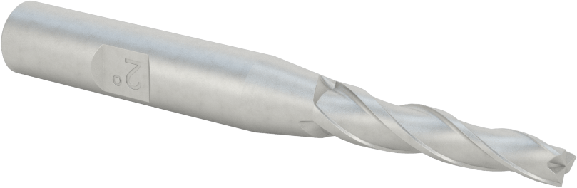 Kaplamasız Kobalt Çelik Konik Kare Uçlu Freze, 2 Derece Konik/Yan, 3/16" Freze Çapı, 3-1/8" Toplam Uzunluk