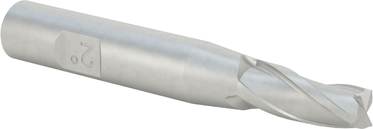 Kaplamasız Kobalt Çelik Konik Kare Uçlu Freze, 2 Derece Konik/Yan, 1/4" Freze Çapı, 2-1/2" Toplam Uzunluk