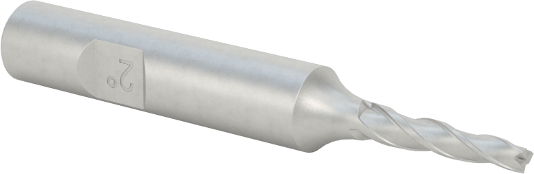 Kaplamasız Kobalt Çelik Konik Kare Uçlu Freze, 2 Derece Konik/Yan, 3 mm Freze Çapı, 70 mm Toplam Uzunluk