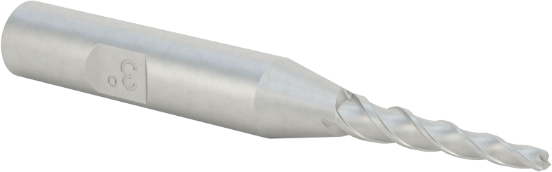 Kaplamasız Kobalt Çelik Konik Kare Uçlu Freze, 3 Derece Konik/Yan, 3/32" Freze Çapı, 2-7/8" Toplam Uzunluk