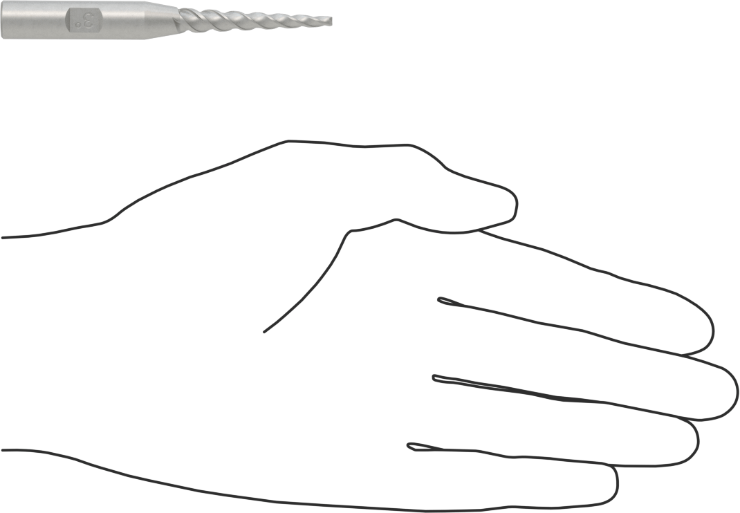 Kaplamasız Kobalt Çelik Konik Kare Uçlu Freze, 3 Derece Konik/Yan, 3/32" Freze Çapı, 3-1/4" Toplam Uzunluk