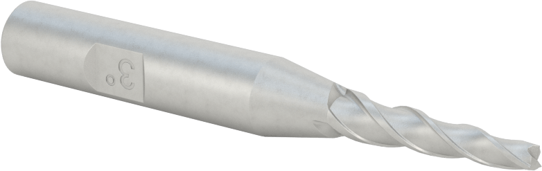 Kaplamasız Kobalt Çelik Konik Kare Uçlu Freze, 3 Derece Konik/Yan, 1/8" Freze Çapı, 2-7/8" Toplam Uzunluk