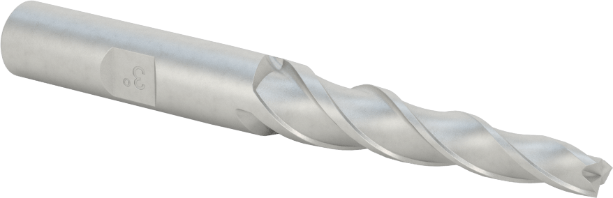 Kaplamasız Kobalt Çelik Konik Kare Uçlu Freze, 3 Derece Konik/Yan, 1/4" Freze Çapı, 4-1/4" Toplam Uzunluk